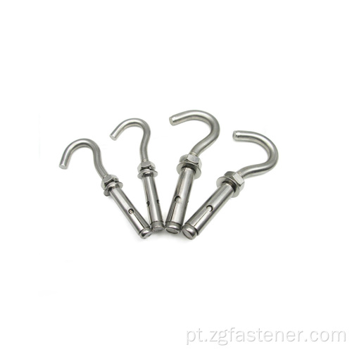 J Tipo de anel de anel de gancho de gancho de expansão parafusos âncoras de manga de parafuso de gancho de aço inoxidável